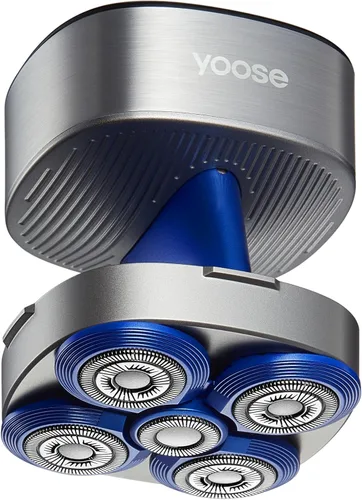 yoose Afeitadoras de cabeza para hombres calvos, IPX7 Skin Close Electric Razor para hombres (diseño ergonómico, USB-C, uso de 90 minutos, 5 Plateado