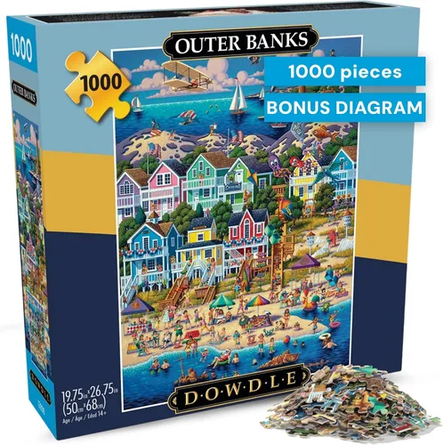 Buffalo Games - Dowdle's Outer Banks - Rompecabezas de 1000 piezas, fabricado en Estados Unidos, tablero reciclado premium, diagrama de referencia