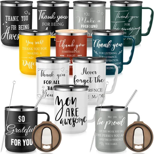 Miniatura 7 de Lallisa 12 Piezas Regalos de Reconocimiento para Empleados al Por Mayor Taza de Café de Viaje de 17 oz con Tapa y Asa para Mujeres Regalos