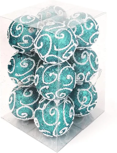 Miniatura 12 de Allgala Paquete de 12 bolas de adorno para árbol de Navidad de 3 pulgadas, bolas de espuma decoradas con purpurina, bolas de Navidad grandes, oro
