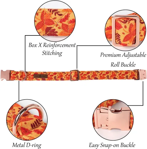 Miniatura 2 de Lionet Paws Collar para perro con corbatín, bonito collar de algodón ajustable con hebilla de metal para perro pequeño, mediano y grande, regalo L