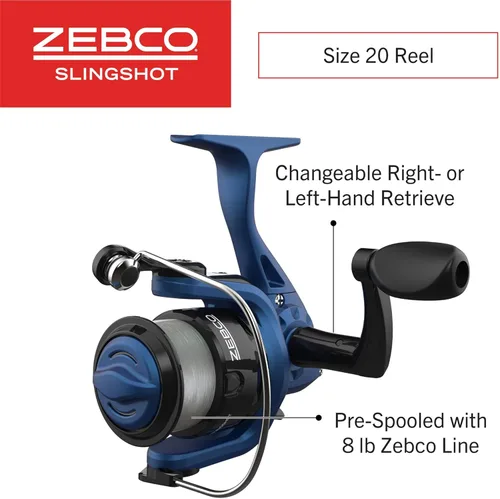 Miniatura 3 de Zebco - Combo de carrete giratorio y caña de pescar, 2 piezas de caña de fibra de vidrio duradera de luz media, mango cómodo de EVA, preenrollado