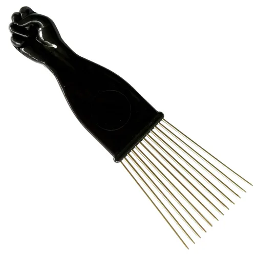 Miniatura 4 de Shoe String King SSK® Afro Pick con puño negro, paquete de 3 - Peine de metal afroamericano para el cabello