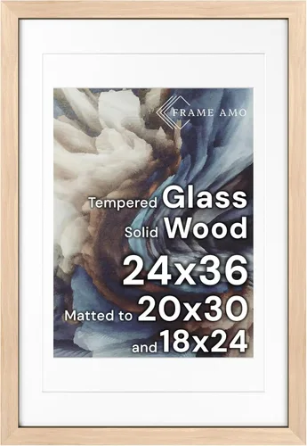 Miniatura 72 de Frame Amo Marco de póster de madera maciza de 13 x 19 pulgadas, color natural, tapete blanco para imagen de 11 x 17 pulgadas, parte frontal