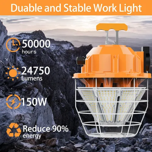 Miniatura 2 de RIUVAO Luz de trabajo temporal LED de 150 W 24750 Lm 5000 K Luz diurna brillante luces de construcción luz colgante portátil IP65 impermeable