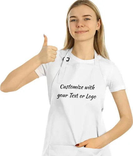 Miniatura 3 de Personalized Aprons for Women. Stylish Black Kitchen Apron, Perfect for Servers. Durable Apron for Women White