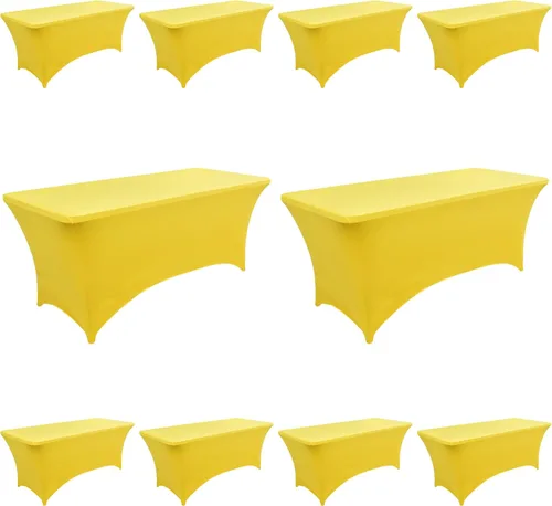 Miniatura 25 de Paquete de 2 Cubiertas de Mesa de Spandex de 4 pies para Mesas Plegables Rectangulares - Manteles Elásticos Ajustados Resistentes a las Arrugas