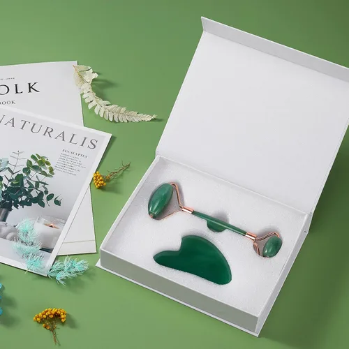 Miniatura 7 de Rodillo de jade para cara, masajeador facial para el cuidado de la piel, herramientas faciales Gua Sha para cara, cuello, ojos, reduce la hinchazón