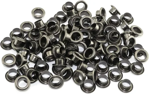 RuiLing 100 ojales de metal negro de 0.157 pulgadas (0.157 in), ojales redondos para agujeros internos, remaches, accesorios de artesanía en cuero,