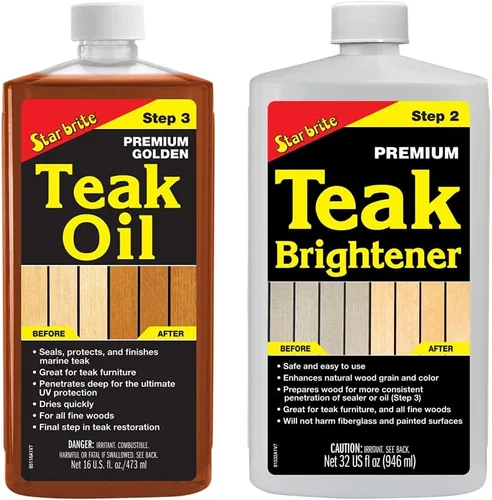 Miniatura 12 de STAR BRITE Aceite de teca dorada prémium de 16 onzas, sellador, conservador y acabado para teca al aire libre y otras maderas finas (085116PW)