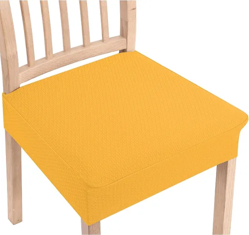Miniatura 27 de Smiry Juego de 4 fundas de asiento elásticas de jacquard para sillas de comedor, extraíbles y lavables, sin fundas traseras, color gris pardo