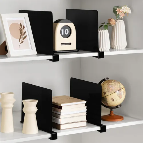 Miniatura 10 de HBlife 6 separadores de estantes negros, organizador vertical de bolso para armario, perfecto para suéteres, camisas, bolsos en el dormitorio