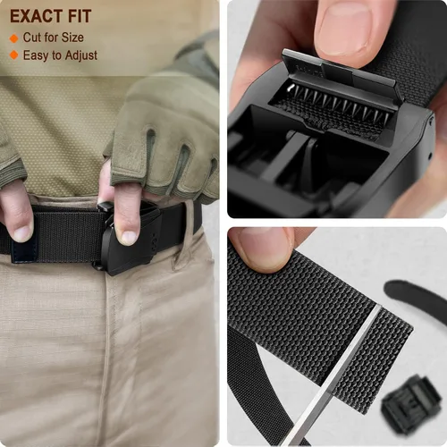 Miniatura 5 de Cinturón para hombre, cinturón de nailon elástico táctico militar para regalo, senderismo, caza, 1.5 pulgadas, corte para ajuste