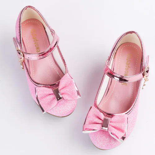 Miniatura 4 de TANDEFLY Zapatos de vestir para niñas, Mary Jane, boda, fiesta, talón, lazo con purpurina, zapatos de princesa con flores para niños pequeños
