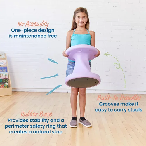 Miniatura 5 de ECR4Kids Taburete tambaleante Twist, altura del asiento 14 pulgadas, asientos activos, morado claro Púrpura claro