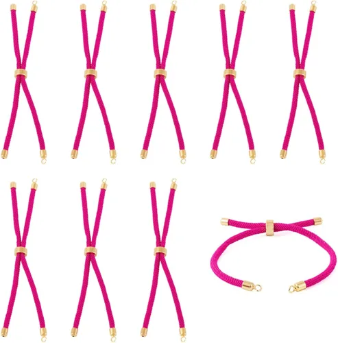 Miniatura 30 de 10 piezas de pulseras de cordón de nylon torcido para hacer joyas ajustables con deslizadores con accesorios de latón dorado para accesorios