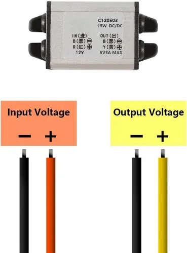 Miniatura 4 de 10 convertidores de 12 V a 5 V CC Voltaje de alimentación para automóvil, impermeable DC 6.3-22V 12V reductor a 5V 3A 15W Regulador de voltaje