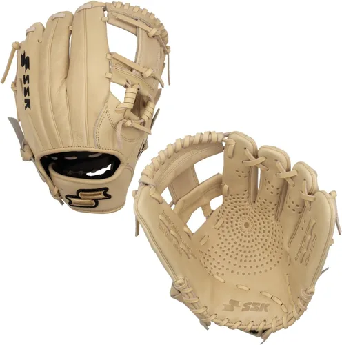 Miniatura 40 de SSK Z5 Craftsman Guante de béisbol para infield – 11.25” - 11.5” - 11.75” - 12” – Lanzamiento con mano derecha y izquierda Rojo/Verde Kelly/Blanco