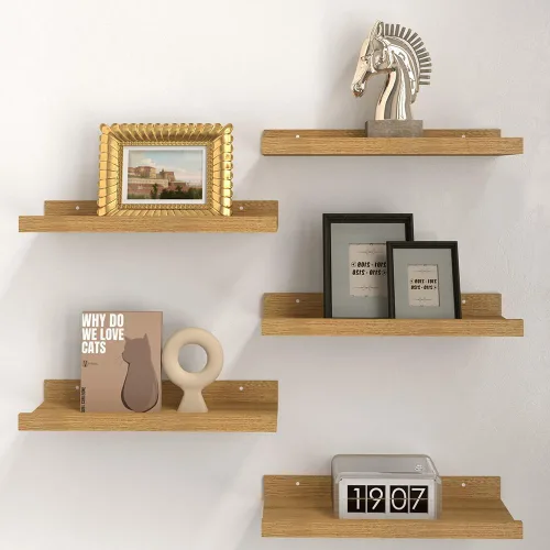 Miniatura 16 de RICHER HOUSE Juego de 3 estantes flotantes para pared, estantes negros de 16 pulgadas para montar en la pared con borde para almacenamiento, estante