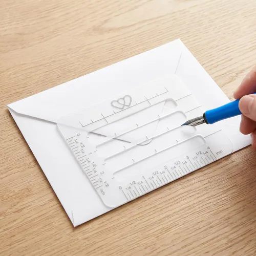 Miniatura 8 de EXCEART Paquete de 4 plantillas de plantillas para guía de dirección de sobres con 4 estilos para sobres B6 Dl Zl C5 translúcidos PP