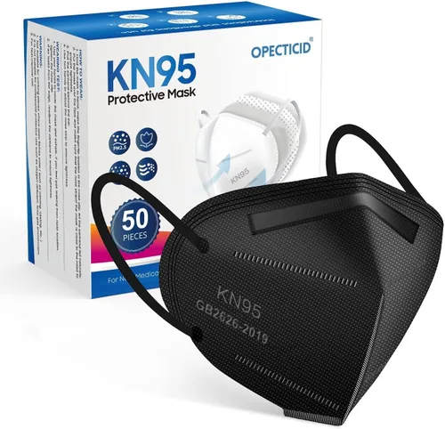 Mascarilla KN95, Máscara KN95, Máscaras de taza transpirables con filtro de 5 capas, eficiencia ≥95%, mascarilla certificada desechable Negro