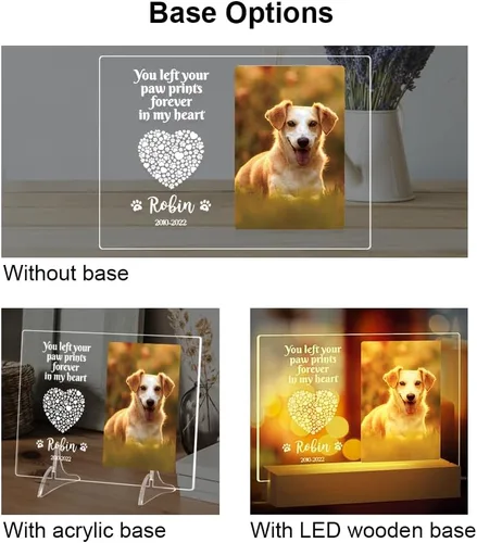 Miniatura 5 de Regalos conmemorativos personalizados para perros por pérdida de perro, regalos conmemorativos para mascotas para perros y gatos, placa fotográfica