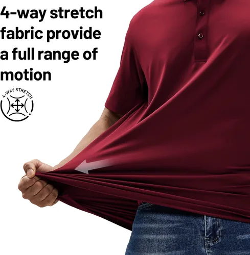 Miniatura 3 de MIER Polo de manga corta para hombre, protección solar, polo de golf, secado rápido