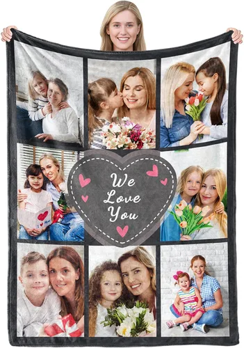 Miniatura 11 de MeMoShe Manta personalizada para el día de la madre, regalos de hija, hijo, manta personalizada con fotos, regalos para mamá, mujeres, regalos