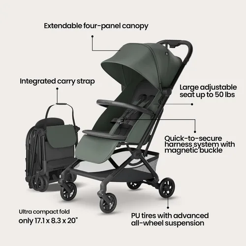 Miniatura 3 de Mompush Velo - Cochecito de viaje ligero, diseño compacto y apto para aviones con plegado con una sola mano, reclinable, desde recién nacido hasta