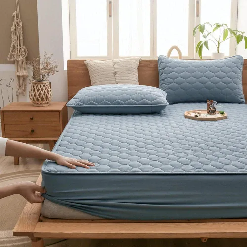 Hojas de bolsillos profundos, grueso acolchado antideslizante, protector de colchón, para dormitorio de los niños mayores color sólido a prueba de
