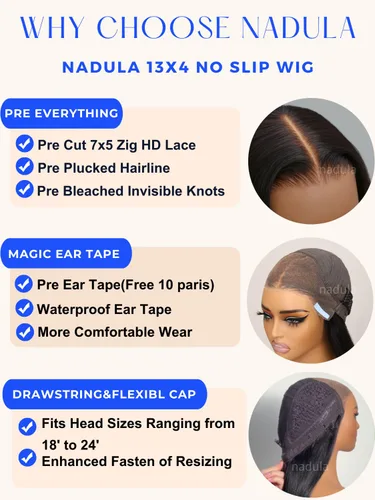Miniatura 5 de Nadula Peluca Sin Deslizamiento 13x4 HD Rizada Birmana con Cordón de Cabello Humano con Extremos en Espiral de Dedo, Sin Pegamento Pre Cortada