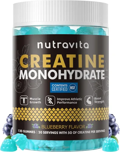 Miniatura 19 de Nutravita Certificado NSF Creatina Gomita - Gomitas de Monohidrato de Creatina para Hombres y Mujeres - 5g de Monohidrato de Creatina por Porción