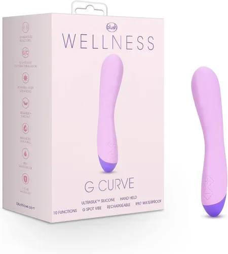 Blush Wellness - Vibrador de punto G curva G de 8 pulgadas, varita de placer suave de silicona ultra suave, estimulador de clítoris y vaginal