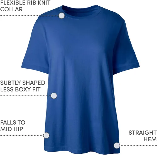 Miniatura 4 de Lands' End Essentials - Camiseta de algodón suave de manga corta para mujer, ajuste femenino a medida