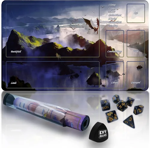 Miniatura 9 de Tapete MTG TCG -Incluye tubo de almacenamiento y 7 dados-¡Experimenta calidad de primer nivel y alfombrilla impermeable y antideslizante con bloqueo