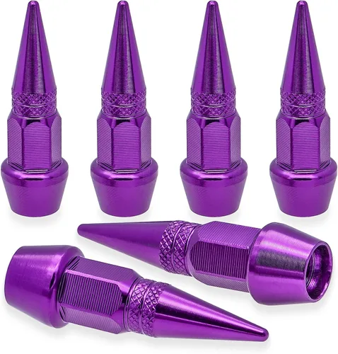 Miniatura 31 de 4 piezas de tapas de válvula de rueda con estilo púas, cubiertas universales de válvula de rueda de aleación de aluminio a prueba de polvo