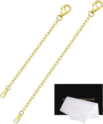 Miniatura 14 de Extensores de cadena dorada para collares, extensiones de pulsera de plata de ley, extensor de collar dorado para mujer, juego de 3 piezas, 1, 2, 3