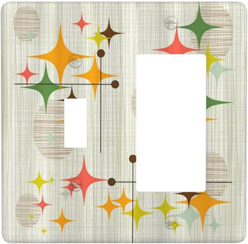 Miniatura 193 de Cubiertas Decorativas para Placas de Interruptor Abstracto Moderno de Mediados de Siglo Arco Boho Sol Dorado Hoja 1 Gang Placa de Pared Cubierta