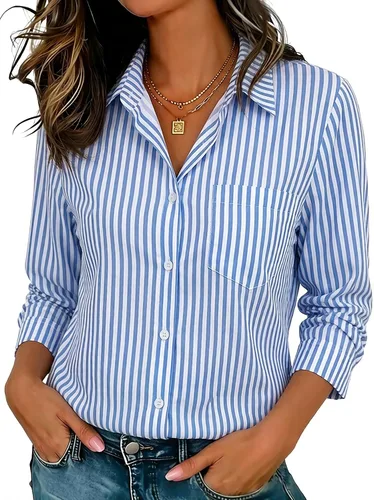Miniatura 13 de Camisas elásticas suaves sin arrugas con botones para mujer, tops transpirables que absorben la humedad para vestir casual de trabajo
