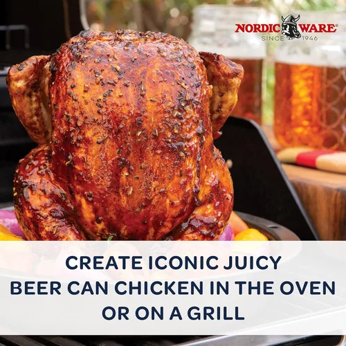 Miniatura 3 de Nordic Ware 365 - Bote de cerveza para interiores y exteriores, asador de pollo, 11 x 3 pulgadas, marrón