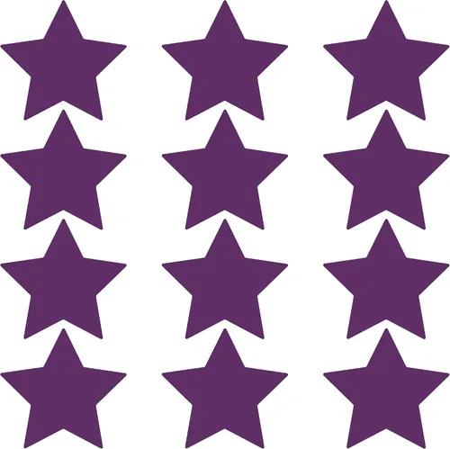Miniatura 47 de LiteMark Durable Stars, calcomanía roja brillante de 5.5 pulgadas, uso en hormigón liso, azulejos, vidrio, paquete de 8 estrellas Rojo