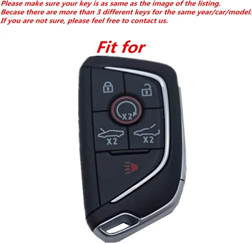 Miniatura 2 de Funda de cuero para llavero con control remoto inteligente de 6 7 botones para Chevrolet Chevy Corvette C8 2020 2021 2022 2023 (rojo, 6 botones)