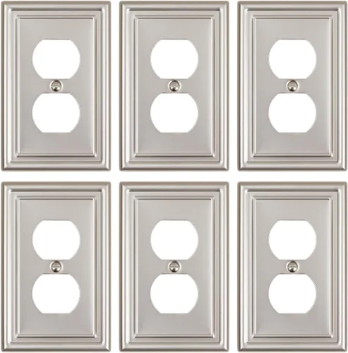 Miniatura 16 de Paquete de 2 placas decorativas de pared, placa de cubierta de toma de corriente eléctrica de níquel satinado para receptáculo, interruptor