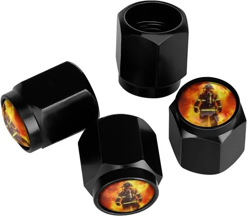 Miniatura 12 de Wolf - Tapones de válvula de neumático con bandera americana, tapas de válvula de neumático de aluminio negro, cubiertas universales