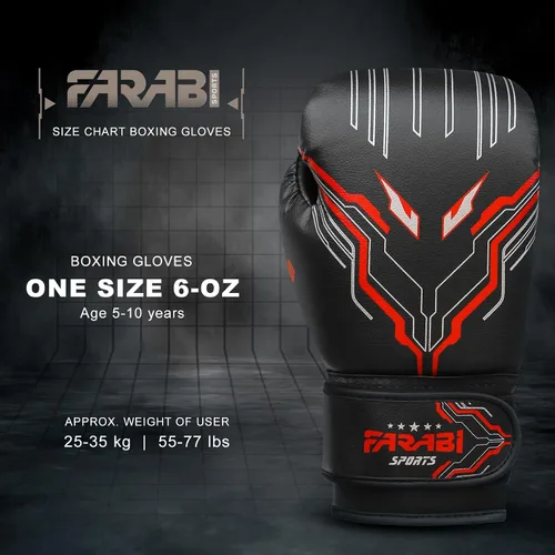 Miniatura 6 de Farabi Sports Guantes de boxeo para niños y niñas, guantes de kickboxing de 6 onzas para jóvenes, guantes de boxeo junior para MMA, Muay Thai