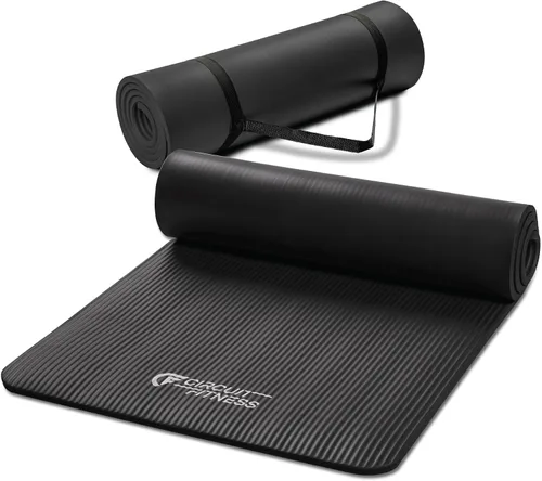Circuit Fitness de Marcy - Esterillas de yoga antideslizantes multiusos con correa de transporte, opciones de múltiples espesores y colores negro