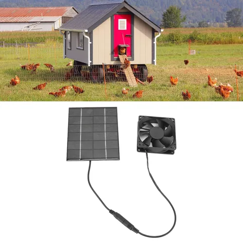 Miniatura 5 de Ventilador solar, ventilador de panel solar, kit de ventilador de panel solar para pequeños gallineros, invernaderos, cobertizos, casas de mascotas