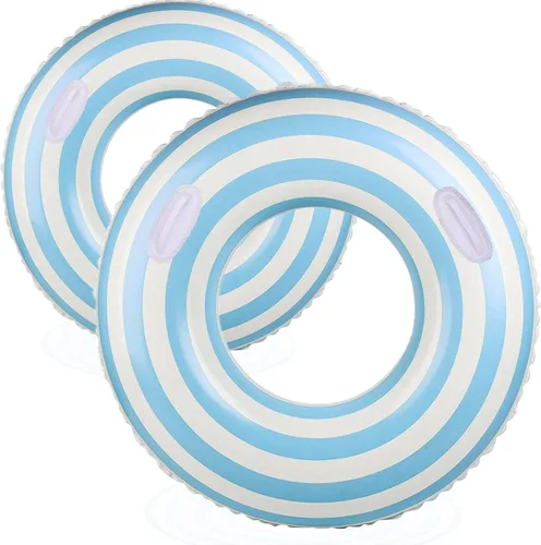 Miniatura 9 de Flotador de piscina grande a rayas, flotadores inflables de piscina para adultos, paquete de 2 flotadores de piscina, tubos de piscina, anillos