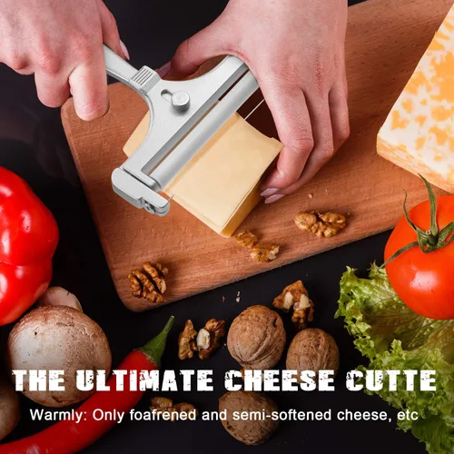 Miniatura 5 de Patelai Cortador de queso de alambre de acero inoxidable con alambre de grosor ajustable, cortador de bloque de queso de mano para cheddar gruyere