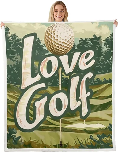 Miniatura 17 de Golf Fleece Blanket,Vintage Sports Game Golf Club Player Silhouette Bed Blanket for Adults Teens,Rustic Lake House Boating Beige Black Room